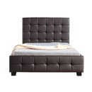 King Single PU Leather Deluxe Bed Frame Brown-5