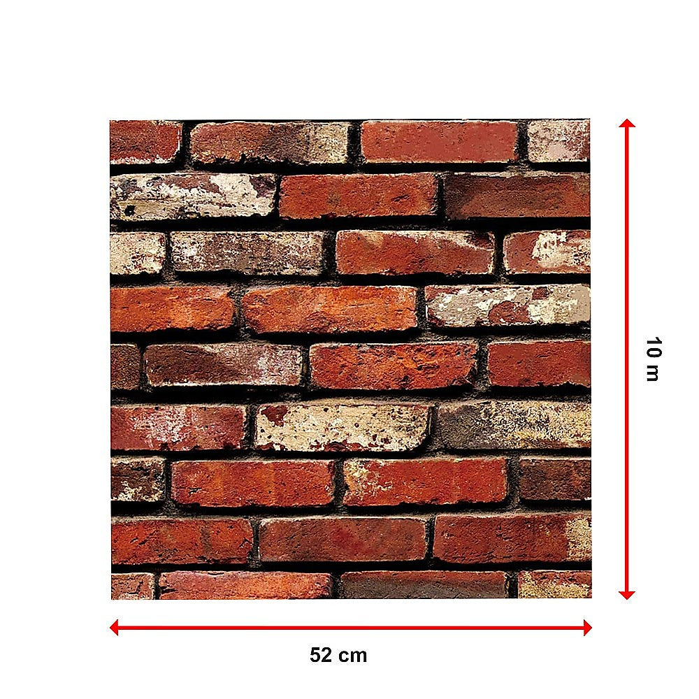 10m 3D Red Brick Print Theme Wallpaper