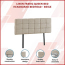 Linen Fabric Queen Bed Deluxe Headboard Bedhead - Beige-3