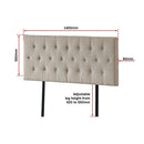 Linen Fabric Double Bed Deluxe Headboard Bedhead - Beige-10