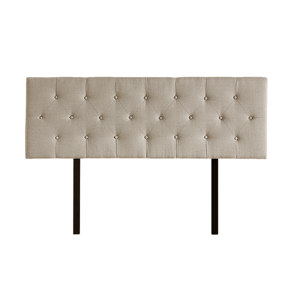 Linen Fabric Queen Bed Deluxe Headboard Bedhead - Beige