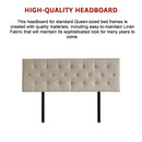 Linen Fabric Queen Bed Deluxe Headboard Bedhead - Beige-9