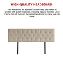Linen Fabric King Bed Deluxe Headboard Bedhead - Beige-9