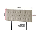 Linen Fabric King Bed Deluxe Headboard Bedhead - Beige-10