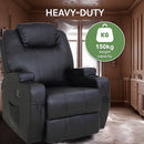 Black Massage Sofa Chair Recliner 360 Degree Swivel PU Leather Lounge 8 Point Heated-6