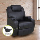 Black Massage Sofa Chair Recliner 360 Degree Swivel PU Leather Lounge 8 Point Heated-9