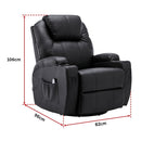 Black Massage Sofa Chair Recliner 360 Degree Swivel PU Leather Lounge 8 Point Heated-12