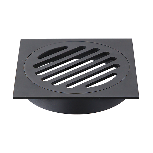 Square Black Floor Grate Drain 110 mm Full Brass Construction