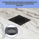 Square Black Floor Grate Drain 110 mm Full Brass Construction-5