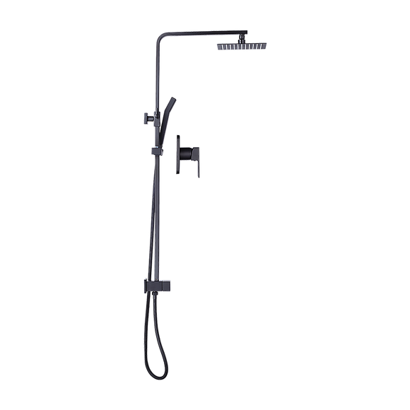 WELS 8" Rain Shower Head Set Square Dual Heads Faucet High Pressure With Mixer