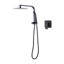 WELS 8" Rain Shower Head Set Square Dual Heads Faucet High Pressure With Mixer-1