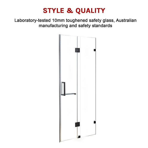 120 x 200cm Wall to Wall Frameless Shower Screen 10mm Glass By Della Francesca