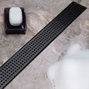 900mm Bathroom Shower Black Grate Drain w/Centre outlet Floor Waste Square Pattern-8