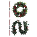 Jingle Jollys Christmas Garland with Wreath Set LED Lights Xmas Tree Decor-2