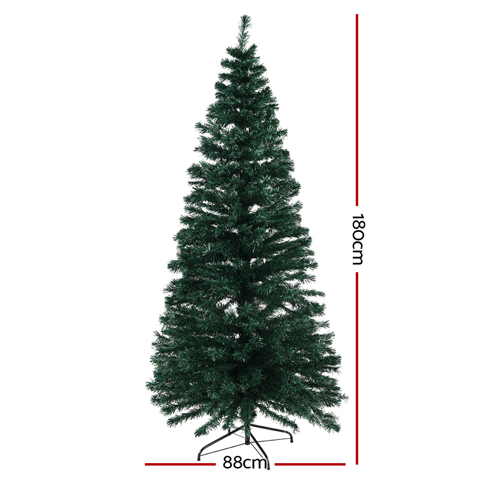 Jingle Jollys 1.8m Christmas Tree Optic Fibre LED Xmas tree 300 Tips - 0