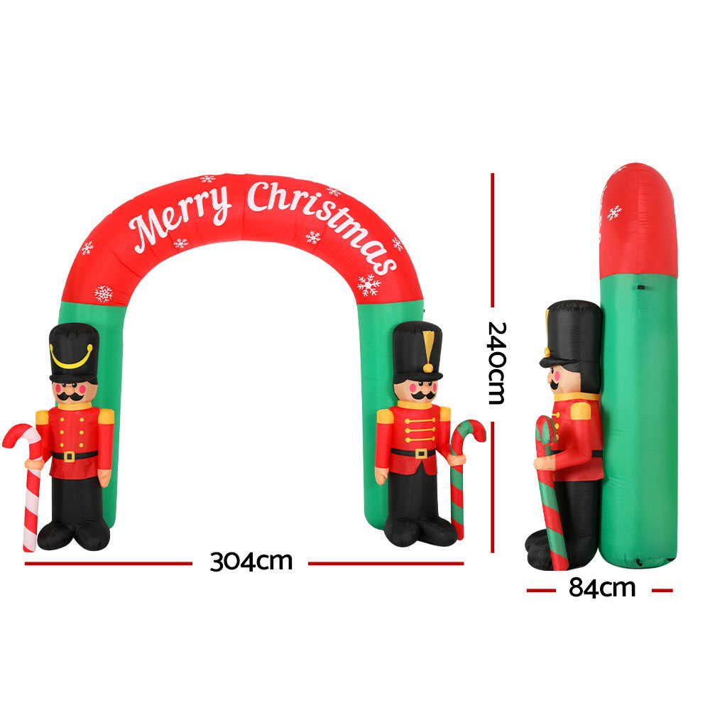 Jingle Jollys Christmas Inflatable Archwary Nutcracker 3M Illuminated Decorations - 0