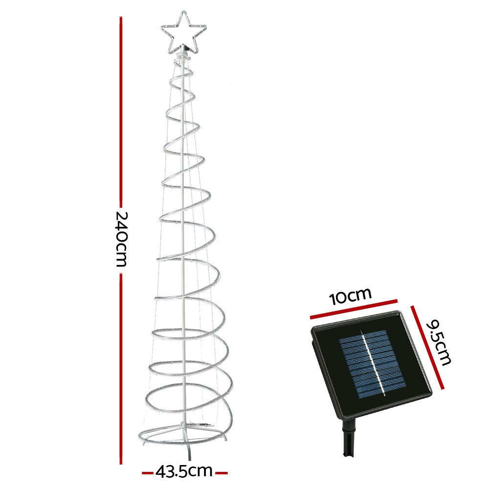 2.4M Christmas Tree LED Solar Motif Lights Jingle Jollys - 0