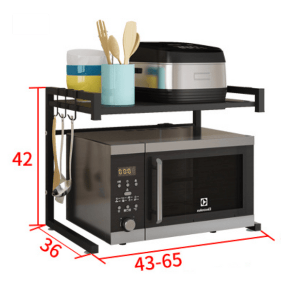 Adjustable Microwave Oven Storage Shelf Black - RnR Galore