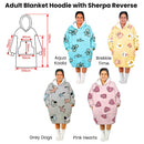 Adult Women Comfy Warm Blanket Hoodie with Sherpa Fleece Reverse Grey Dogs - RnR Galore