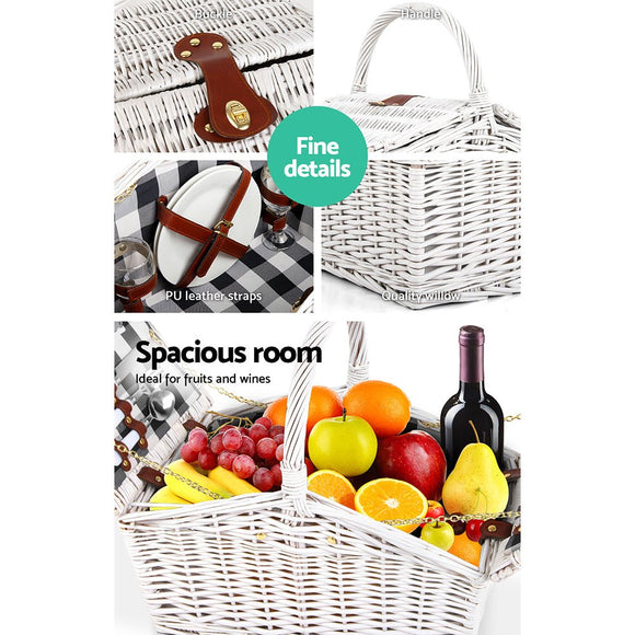 Alfresco 2 Person Picnic Basket Set Insulated Blanket Bag - RnR Galore