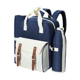 Alfresco 4 Person Picnic Basket Set Backpack Bag Insulated Blue - RnR Galore