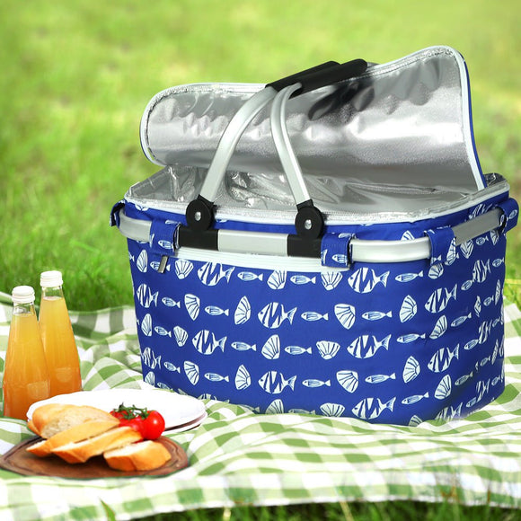 Alfresco Picnic Basket Folding Bag Hamper Food Insulated Cover Storage - RnR Galore