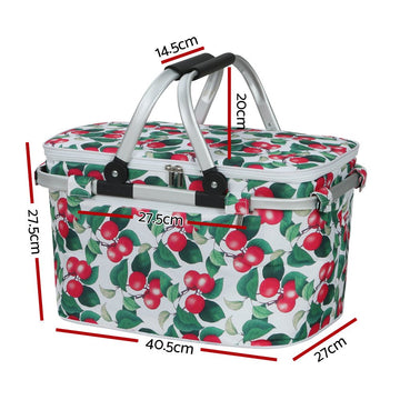 Alfresco Picnic Basket Folding Bag Hamper Insulated Food Cover Storage - RnR Galore