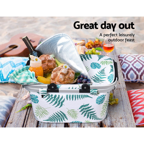 Alfresco Picnic Basket Folding Bag Insulated Hamper Food Cover Storage - RnR Galore