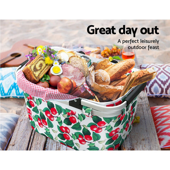 Alfresco Picnic Basket Set Folding Bag Hamper Insulated Food Storage - RnR Galore