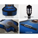 Alpha 34 Inch Classical Guitar Wooden Body Nylon String Beginner Kids Gift Blue - RnR Galore