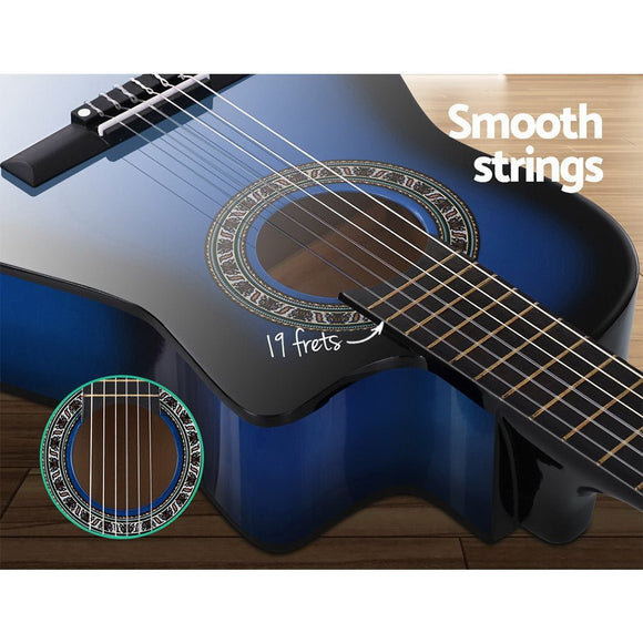 Alpha 34 Inch Classical Guitar Wooden Body Nylon String Beginner Kids Gift Blue - RnR Galore