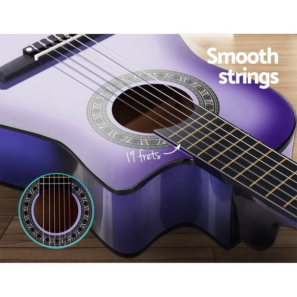 Alpha 34 Inch Classical Guitar Wooden Body Nylon String Beginner Kids Gift Purple - RnR Galore
