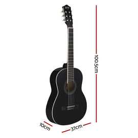 Alpha 39 Inch Classical Guitar Wooden Body Nylon String Beginner Gift Black - RnR Galore