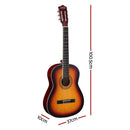Alpha 39 Inch Classical Guitar Wooden Body Nylon String Beginner Gift Sunburst - RnR Galore