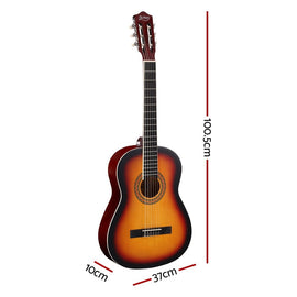 Alpha 39 Inch Classical Guitar Wooden Body Nylon String Beginner Gift Sunburst - RnR Galore