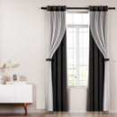 Artiss 2X 132x160cm Blockout Sheer Curtains Black - RnR Galore