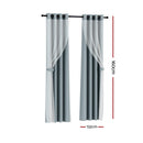 Artiss 2X 132x160cm Blockout Sheer Curtains Light Grey - RnR Galore