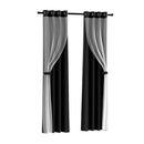 Artiss 2X 132x274cm Blockout Sheer Curtains Black - RnR Galore