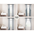 Artiss 2X 132x274cm Blockout Sheer Curtains Light Grey - RnR Galore
