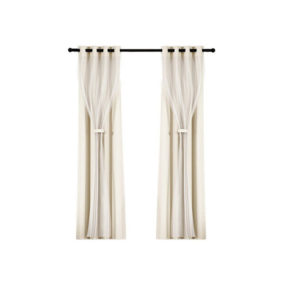 Artiss 2X 132x304cm Blockout Sheer Curtains Beige - RnR Galore