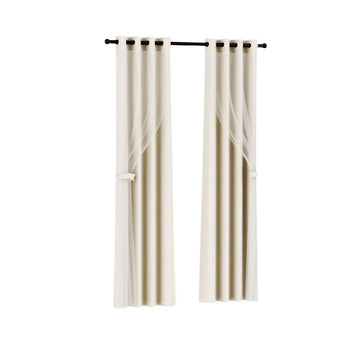 Artiss 2X 132x304cm Blockout Sheer Curtains Beige - RnR Galore