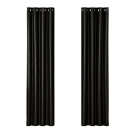 Artiss 2X Blockout Curtains Eyelet 140x230cm Black Shine - RnR Galore