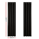 Artiss 2X Blockout Curtains Eyelet 140x230cm Black Shine - RnR Galore