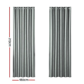 Artiss 2X Blockout Curtains Eyelet 180x213cm Grey Shine - RnR Galore