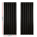 Artiss 2X Blockout Curtains Eyelet 240x230cm Black Shine - RnR Galore