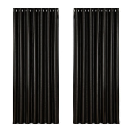 Artiss 2X Blockout Curtains Eyelet 240x230cm Black Shine - RnR Galore