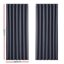 Artiss 2X Blockout Curtains Eyelet 240x230cm Charcoal - RnR Galore