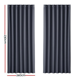 Artiss 2X Blockout Curtains Eyelet 240x230cm Charcoal - RnR Galore