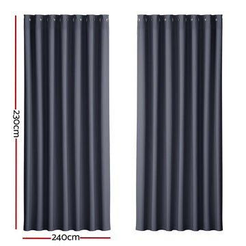 Artiss 2X Blockout Curtains Eyelet 240x230cm Charcoal - RnR Galore
