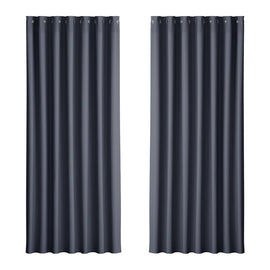 Artiss 2X Blockout Curtains Eyelet 240x230cm Charcoal - RnR Galore